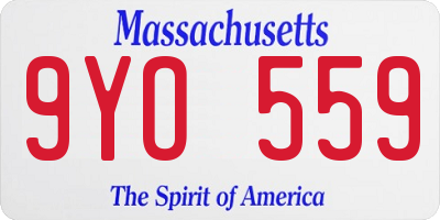 MA license plate 9YO559
