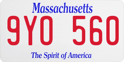 MA license plate 9YO560