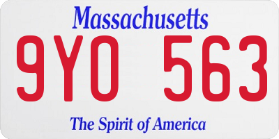 MA license plate 9YO563
