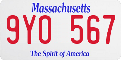 MA license plate 9YO567