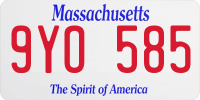 MA license plate 9YO585