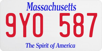 MA license plate 9YO587