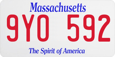MA license plate 9YO592