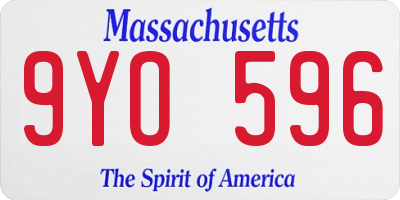 MA license plate 9YO596