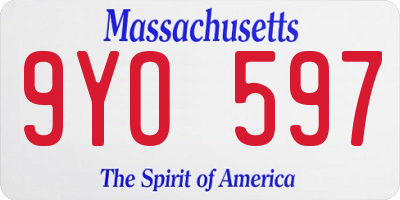 MA license plate 9YO597
