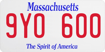 MA license plate 9YO600