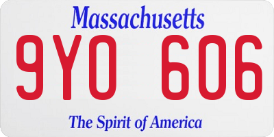 MA license plate 9YO606