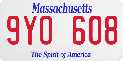 MA license plate 9YO608