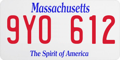 MA license plate 9YO612