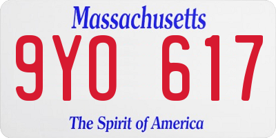 MA license plate 9YO617