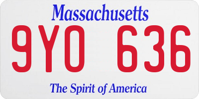 MA license plate 9YO636