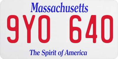 MA license plate 9YO640