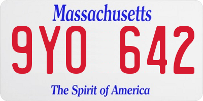 MA license plate 9YO642