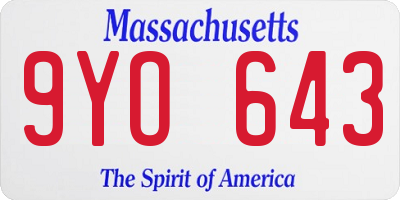 MA license plate 9YO643