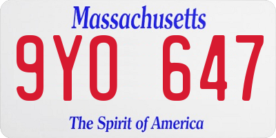 MA license plate 9YO647