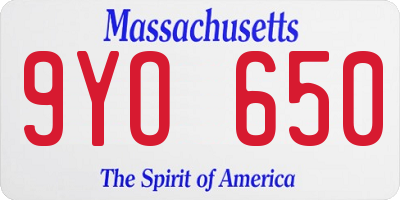 MA license plate 9YO650