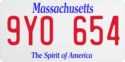MA license plate 9YO654