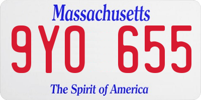 MA license plate 9YO655