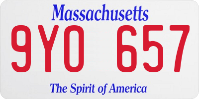 MA license plate 9YO657