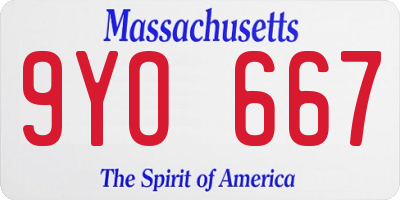 MA license plate 9YO667