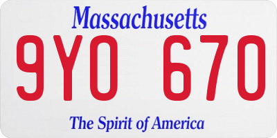 MA license plate 9YO670