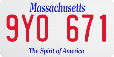 MA license plate 9YO671