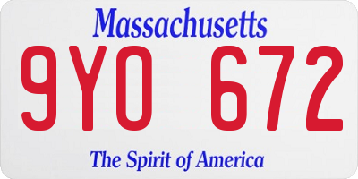 MA license plate 9YO672