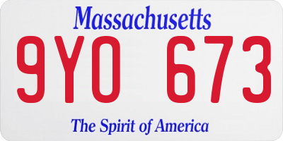MA license plate 9YO673