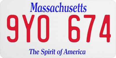 MA license plate 9YO674