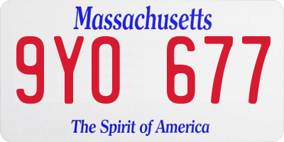 MA license plate 9YO677