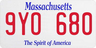 MA license plate 9YO680