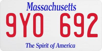 MA license plate 9YO692