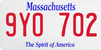 MA license plate 9YO702