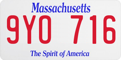 MA license plate 9YO716