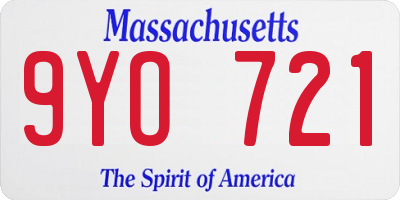 MA license plate 9YO721