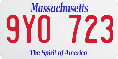 MA license plate 9YO723