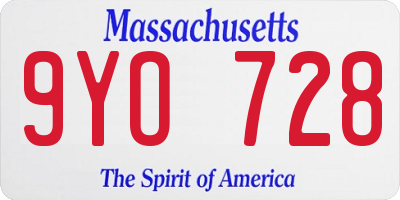 MA license plate 9YO728