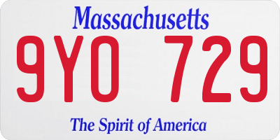 MA license plate 9YO729