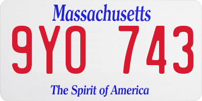 MA license plate 9YO743