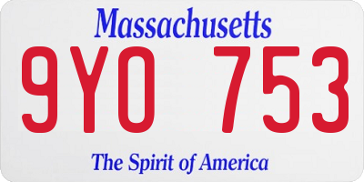 MA license plate 9YO753