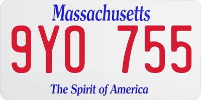 MA license plate 9YO755