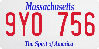 MA license plate 9YO756
