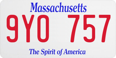 MA license plate 9YO757