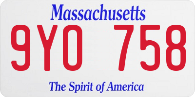MA license plate 9YO758