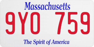 MA license plate 9YO759