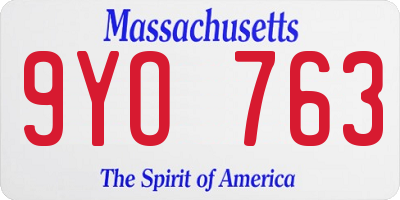 MA license plate 9YO763