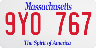 MA license plate 9YO767