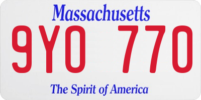 MA license plate 9YO770