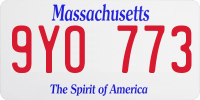 MA license plate 9YO773