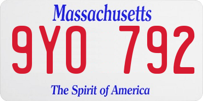 MA license plate 9YO792